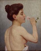 Alfred Hirv Nude with a rose oil painting
